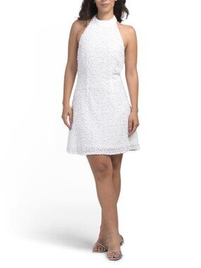 LIV FOSTER Sleeveless Halter Cocktail Mini Dress